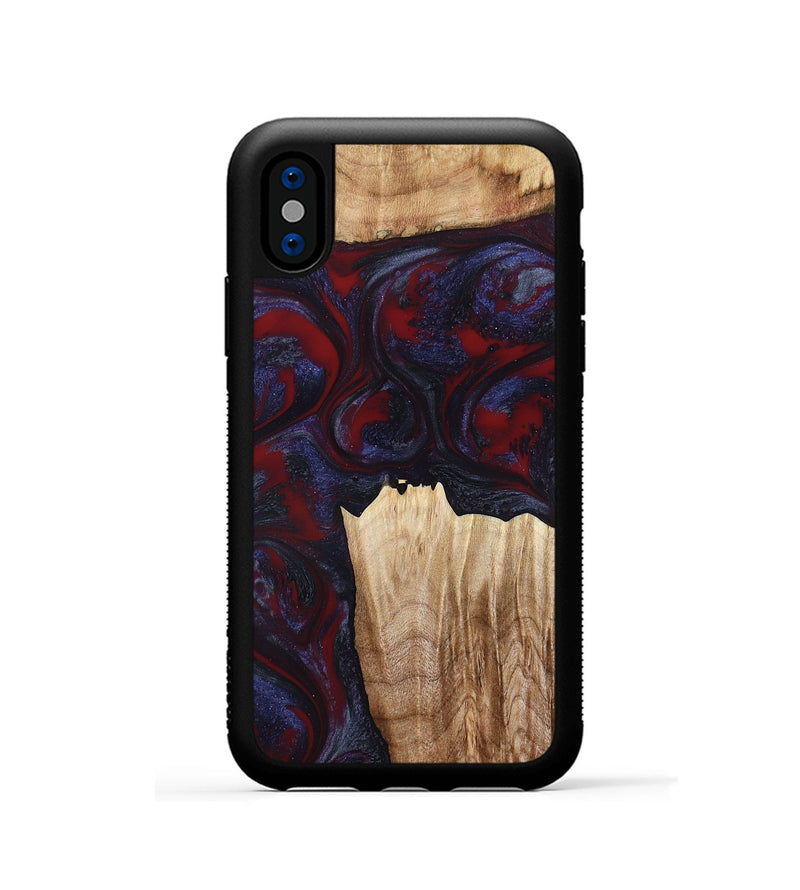 iPhone Xs Wood Phone Case - Azari (Red, 791023)