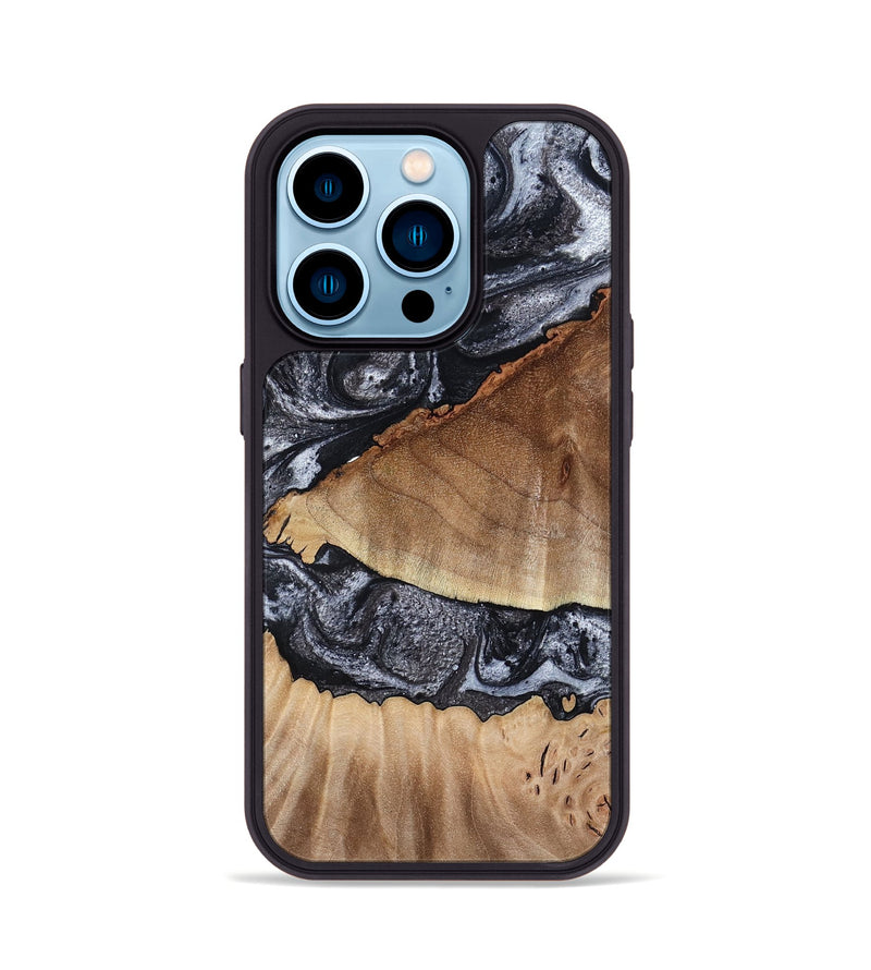 iPhone 14 Pro Wood Phone Case - Alta (Black & White, 791029)