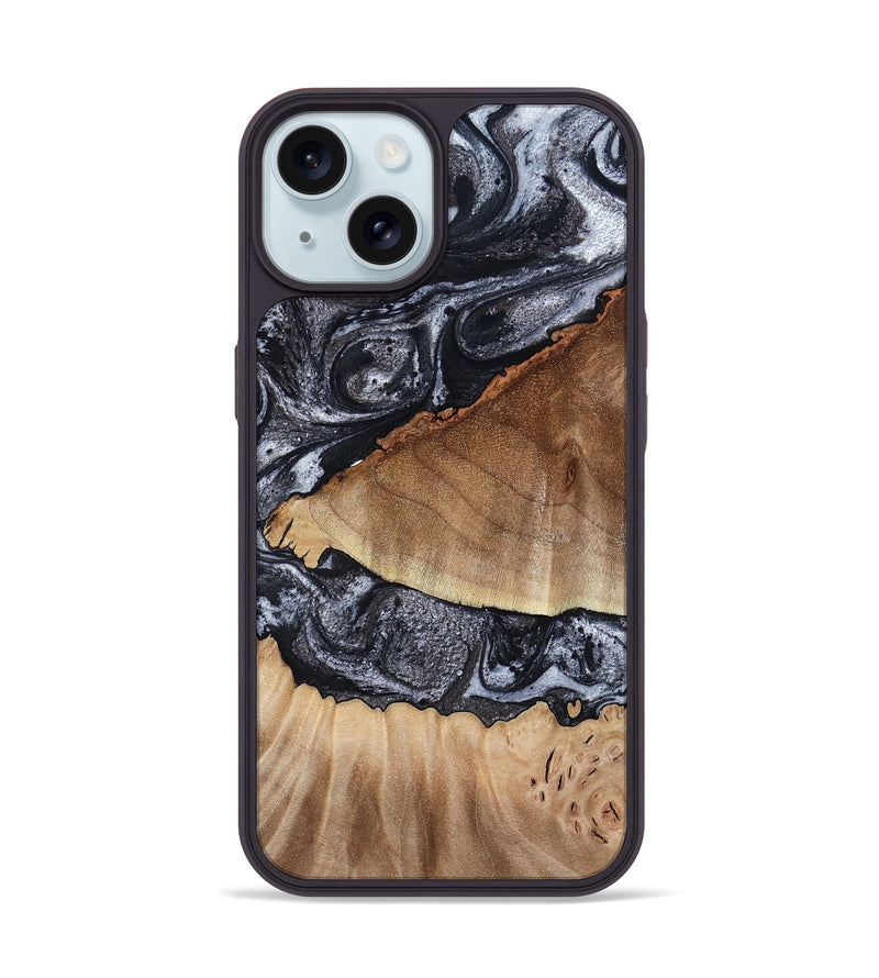 iPhone 15 Wood Phone Case - Alta (Black & White, 791029)