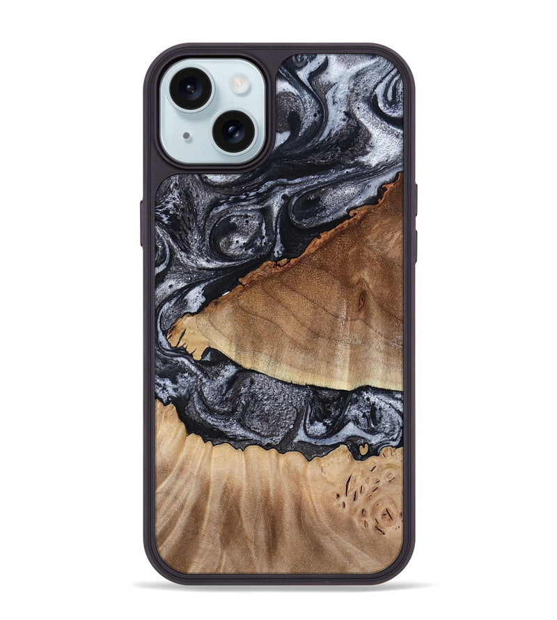 iPhone 15 Plus Wood Phone Case - Alta (Black & White, 791029)
