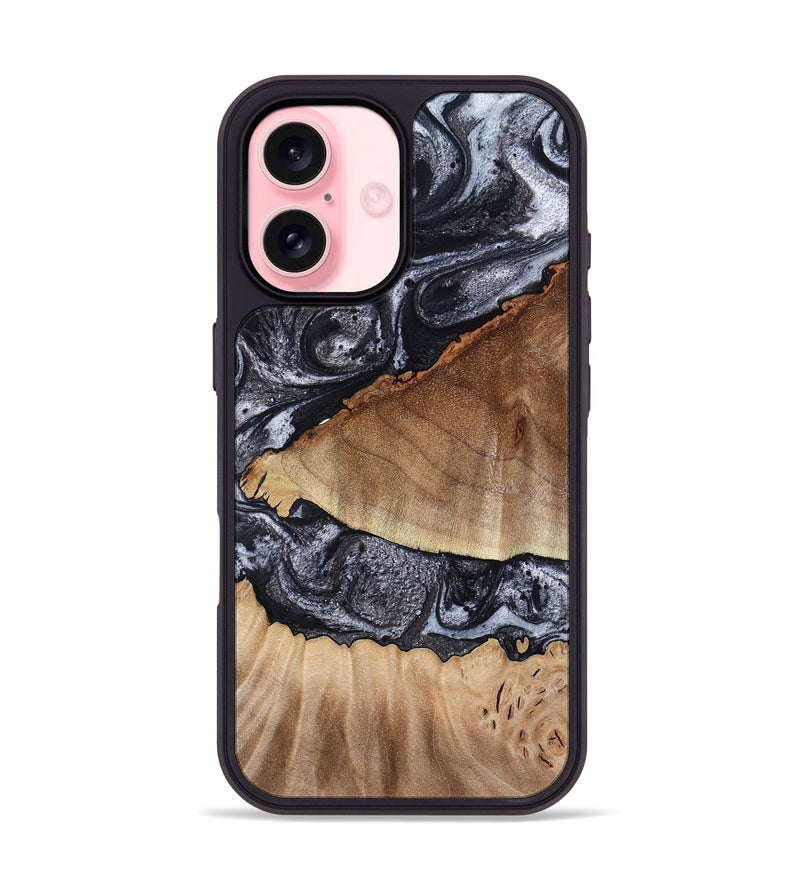 iPhone 16 Wood Phone Case - Alta (Black & White, 791029)