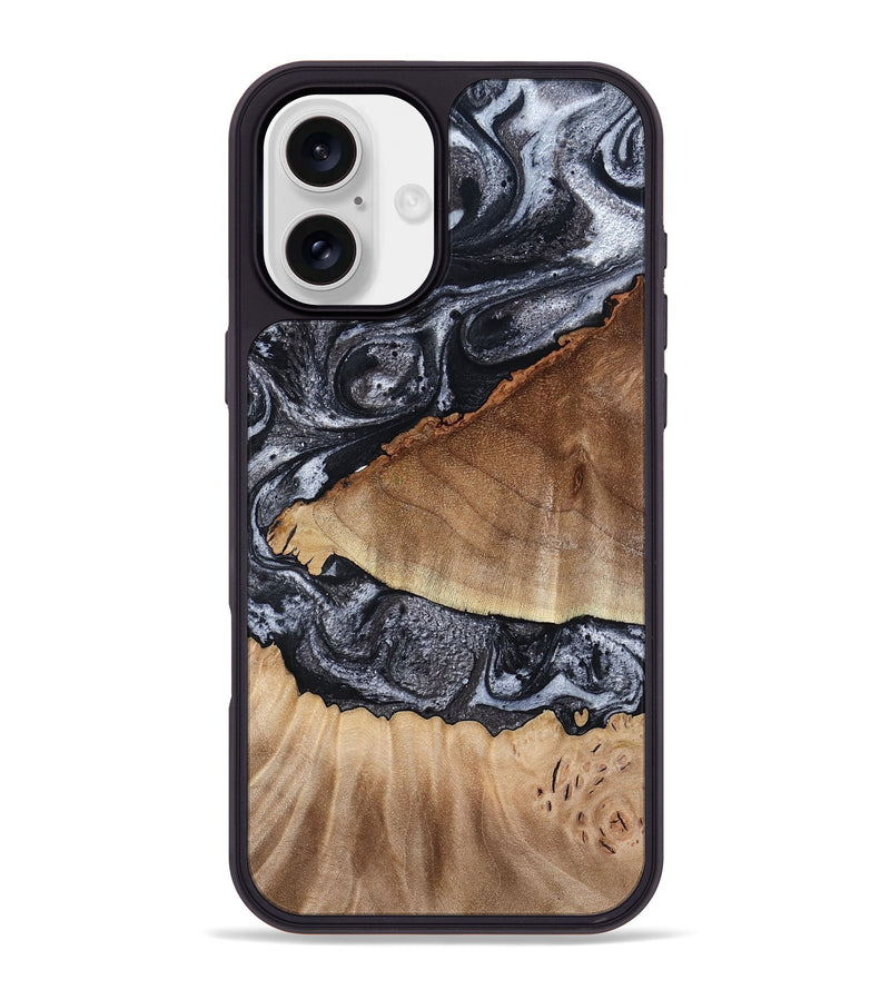 iPhone 16 Plus Wood Phone Case - Alta (Black & White, 791029)