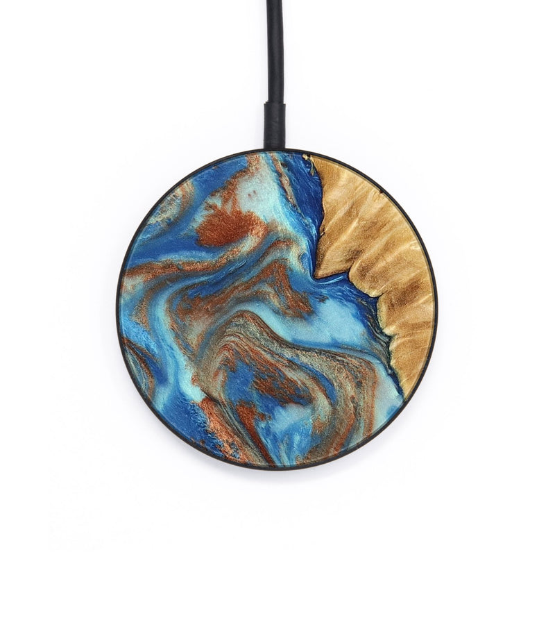 Circle Wood Wireless Charger - Jaycee (Teal & Gold, 791042)