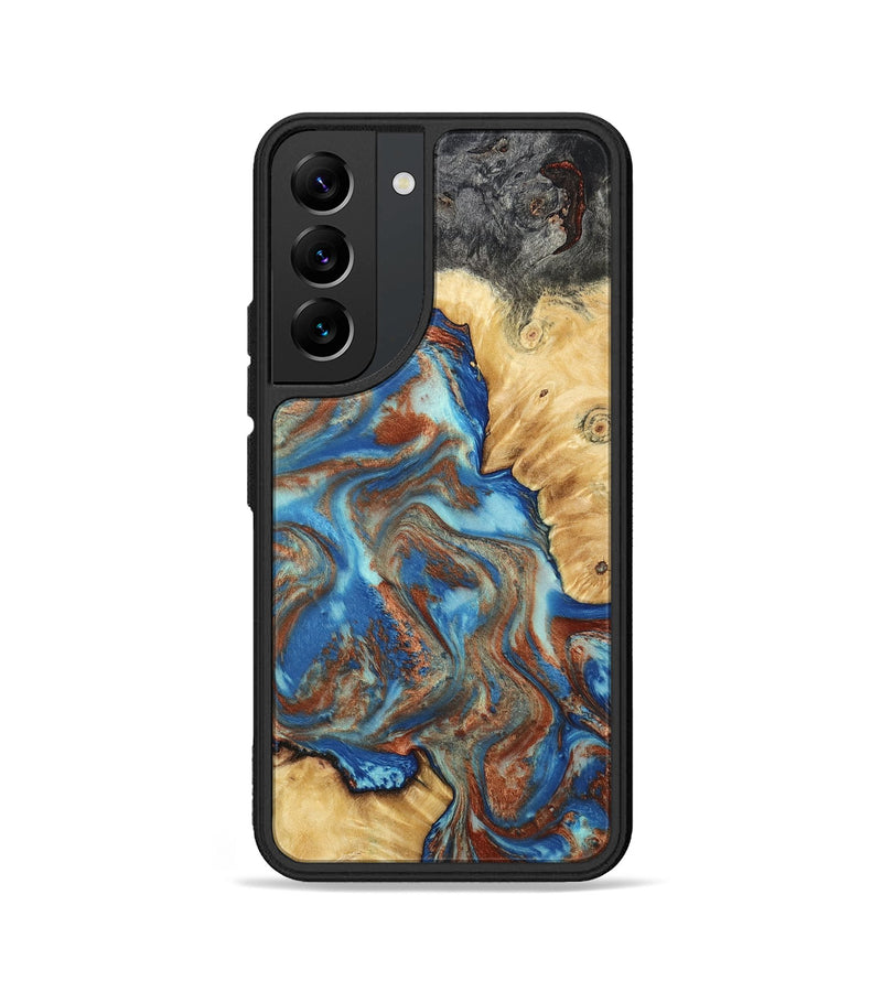 Galaxy S22 Wood Phone Case - Jaycee (Teal & Gold, 791042)