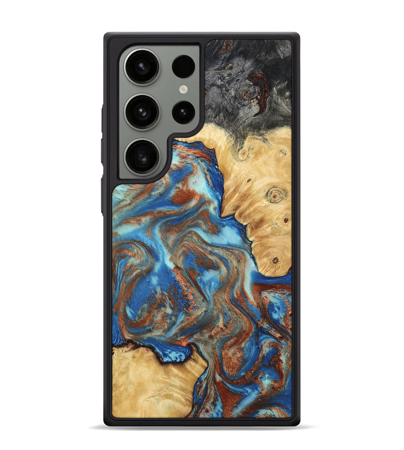 Galaxy S24 Ultra Wood Phone Case - Jaycee (Teal & Gold, 791042)