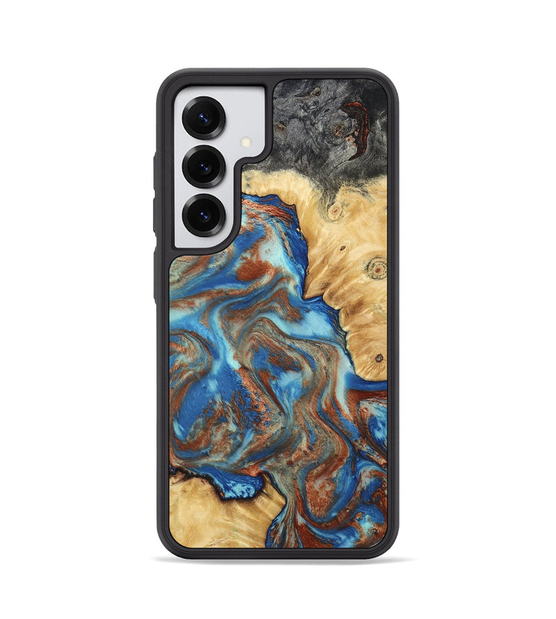 Galaxy S25 Wood Phone Case - Jaycee (Teal & Gold, 791042)