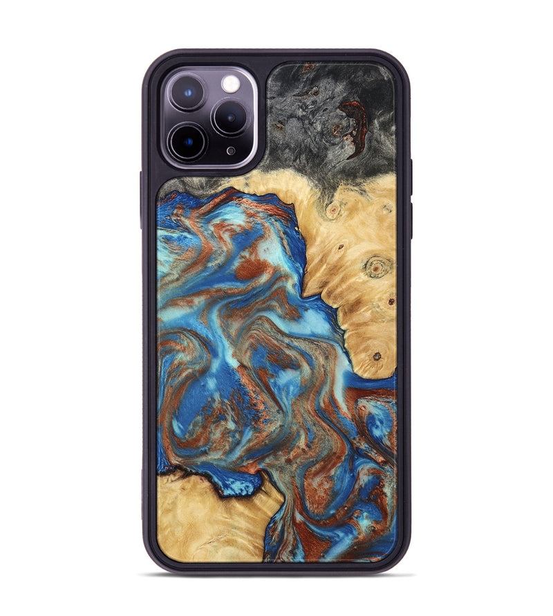 iPhone 11 Pro Max Wood Phone Case - Jaycee (Teal & Gold, 791042)