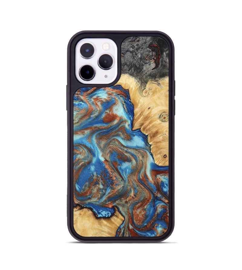iPhone 11 Pro Wood Phone Case - Jaycee (Teal & Gold, 791042)