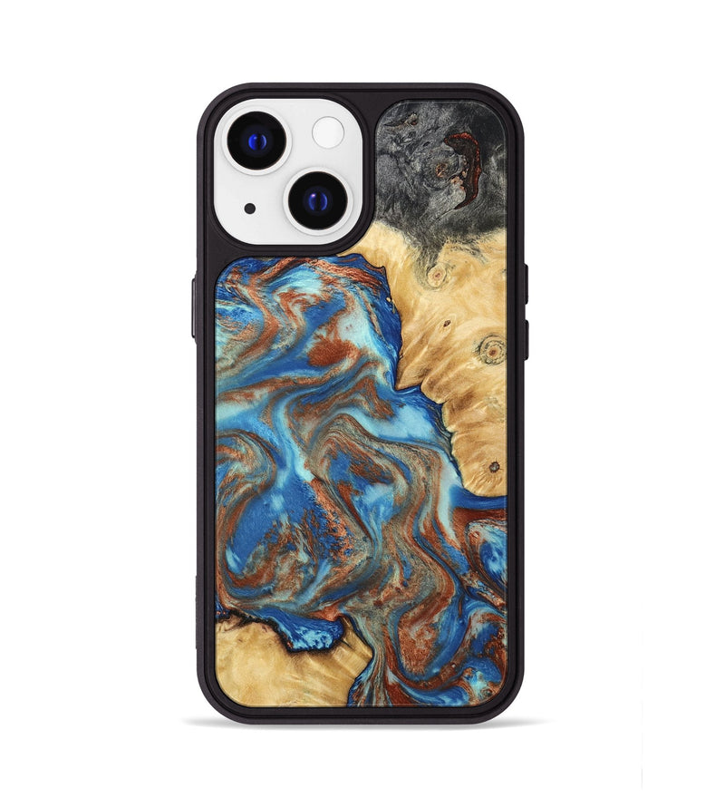 iPhone 13 Wood Phone Case - Jaycee (Teal & Gold, 791042)