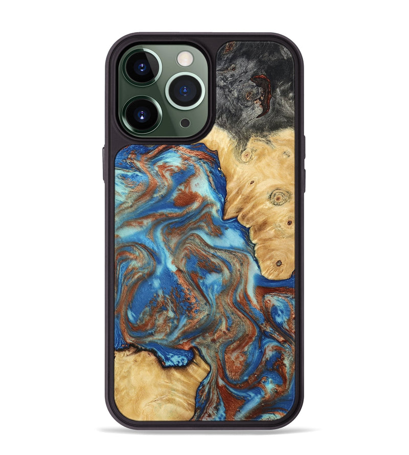 iPhone 13 Pro Max Wood Phone Case - Jaycee (Teal & Gold, 791042)