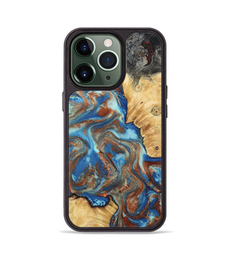 iPhone 13 Pro Wood Phone Case - Jaycee (Teal & Gold, 791042)