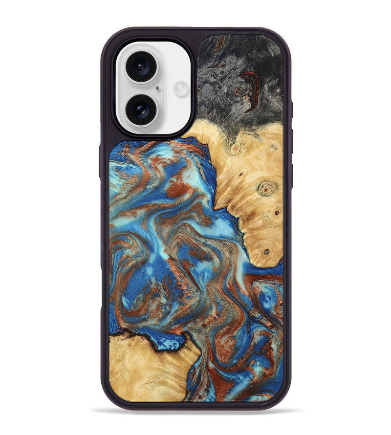 iPhone 16 Plus Wood Phone Case - Jaycee (Teal & Gold, 791042)