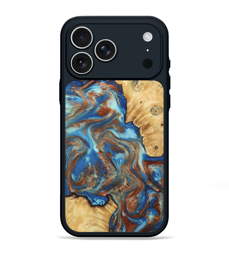iPhone 17 Pro Max Wood Phone Case - Jaycee (Teal & Gold, 791042)