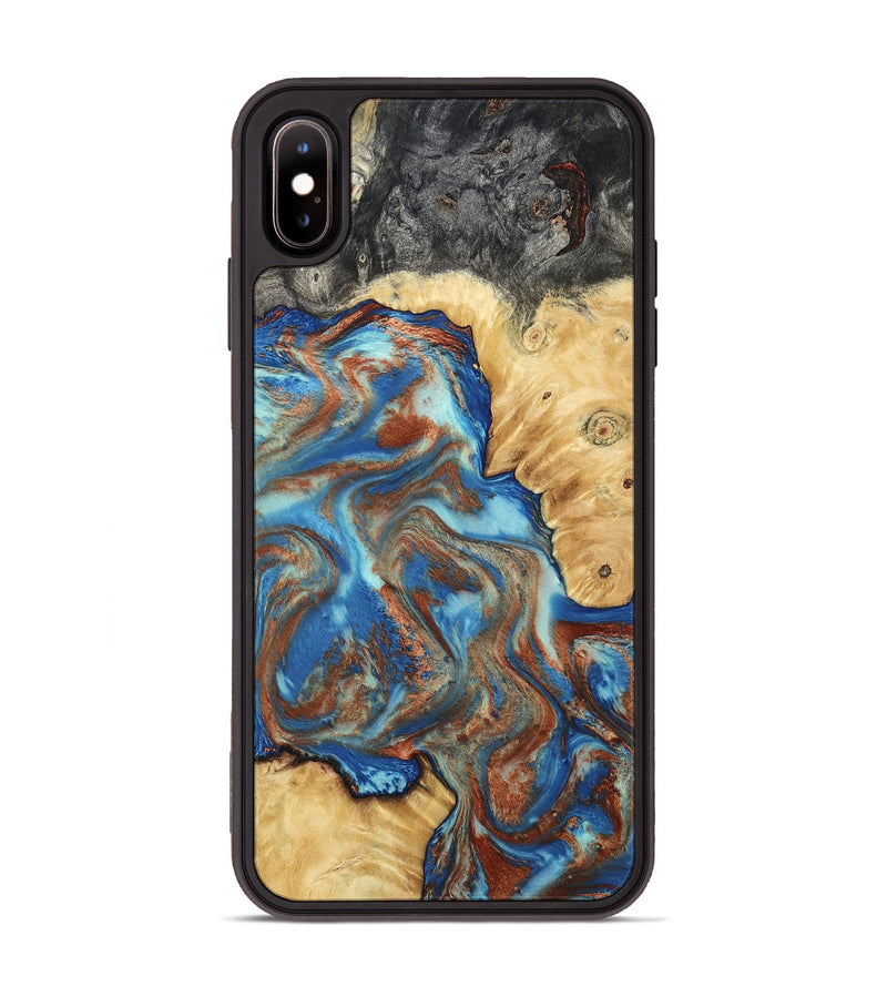 iPhone Xs Max Wood Phone Case - Jaycee (Teal & Gold, 791042)
