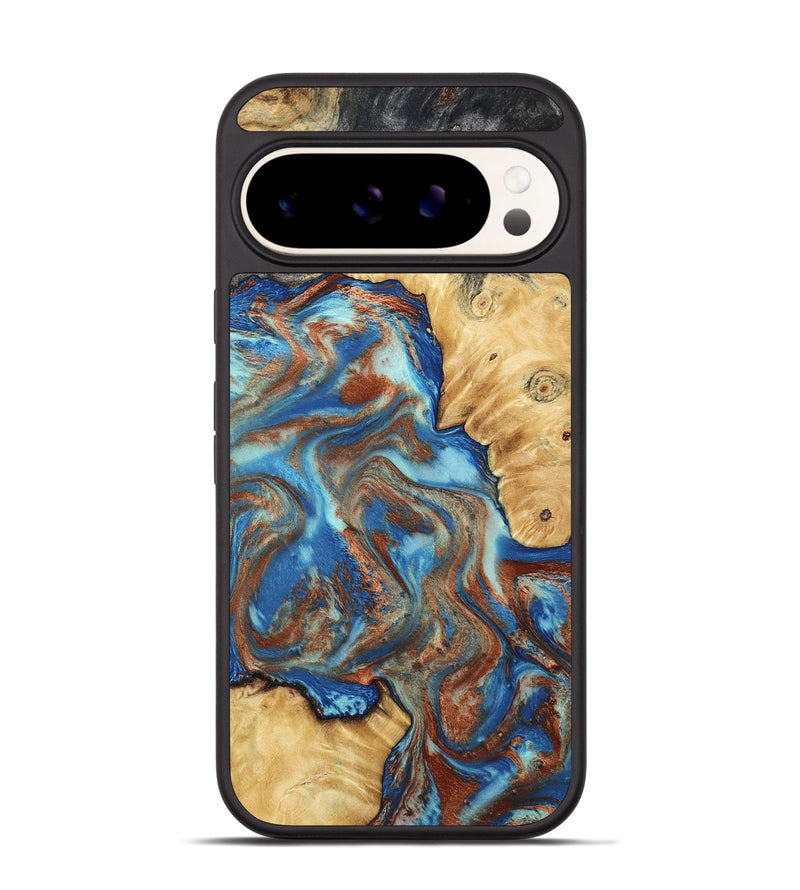 Pixel 9 Pro Wood Phone Case - Jaycee (Teal & Gold, 791042)