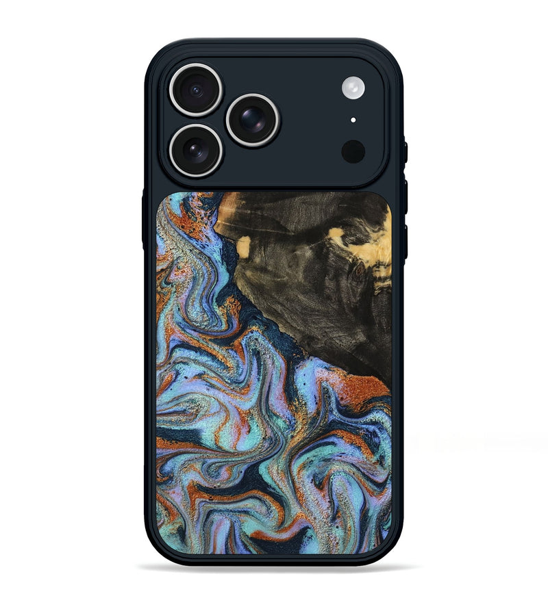 iPhone 17 Pro Max Wood Phone Case - Sonia (Teal & Gold, 791046)