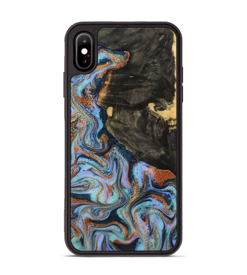 iPhone Xs Max Wood Phone Case - Sonia (Teal & Gold, 791046)