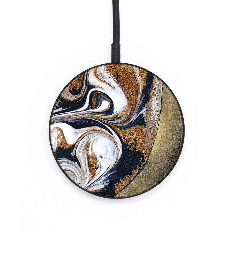 Circle Wood Wireless Charger - Ruben (Teal & Gold, 791075)