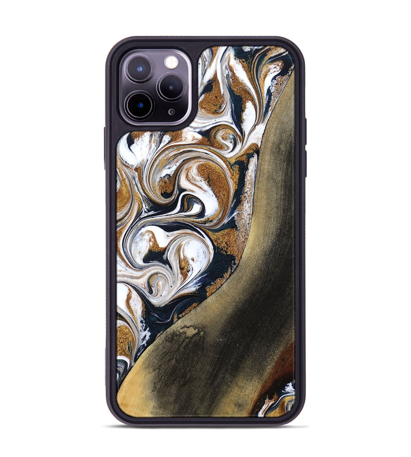iPhone 11 Pro Max Wood Phone Case - Ruben (Teal & Gold, 791075)