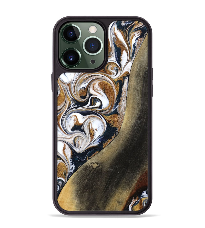iPhone 13 Pro Max Wood Phone Case - Ruben (Teal & Gold, 791075)
