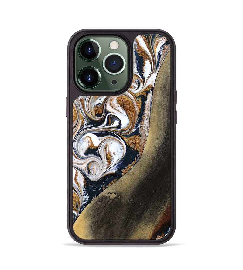 iPhone 13 Pro Wood Phone Case - Ruben (Teal & Gold, 791075)