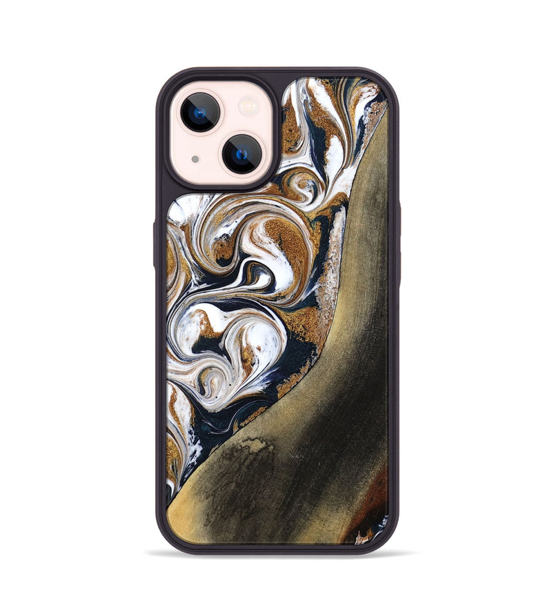iPhone 14 Wood Phone Case - Ruben (Teal & Gold, 791075)