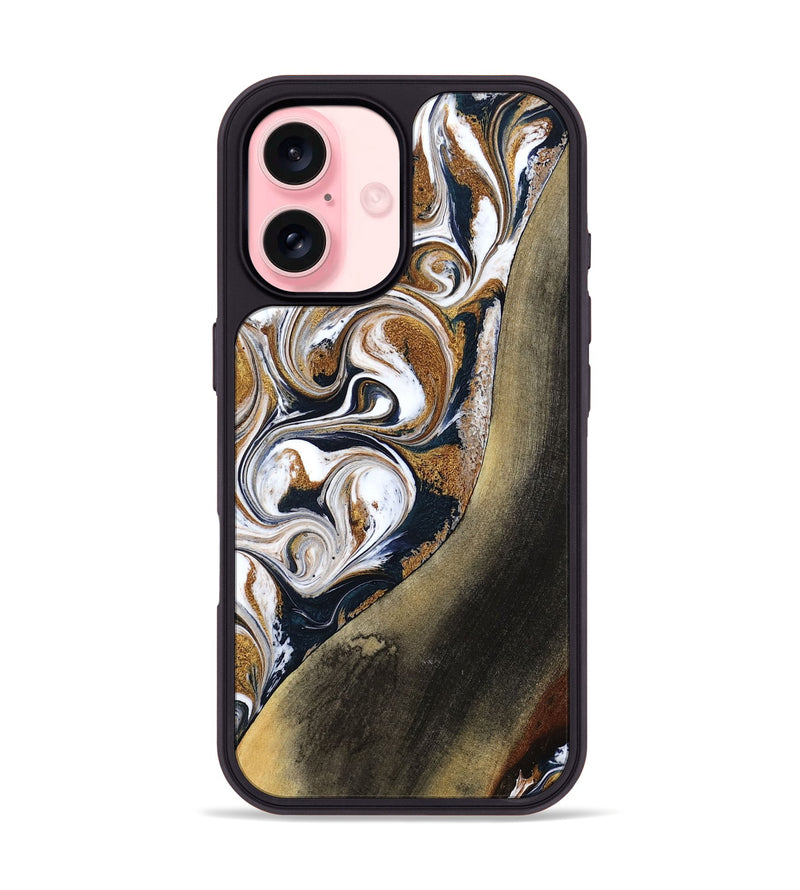 iPhone 16 Wood Phone Case - Ruben (Teal & Gold, 791075)