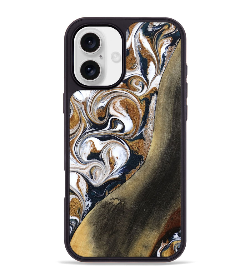 iPhone 16 Plus Wood Phone Case - Ruben (Teal & Gold, 791075)