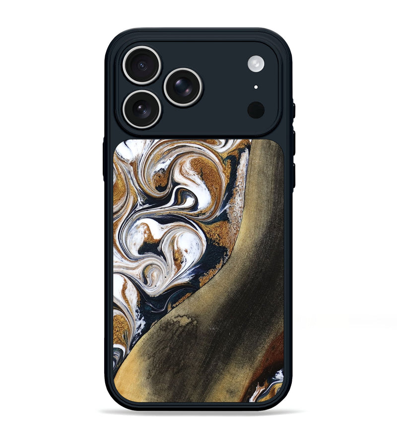 iPhone 17 Pro Max Wood Phone Case - Ruben (Teal & Gold, 791075)