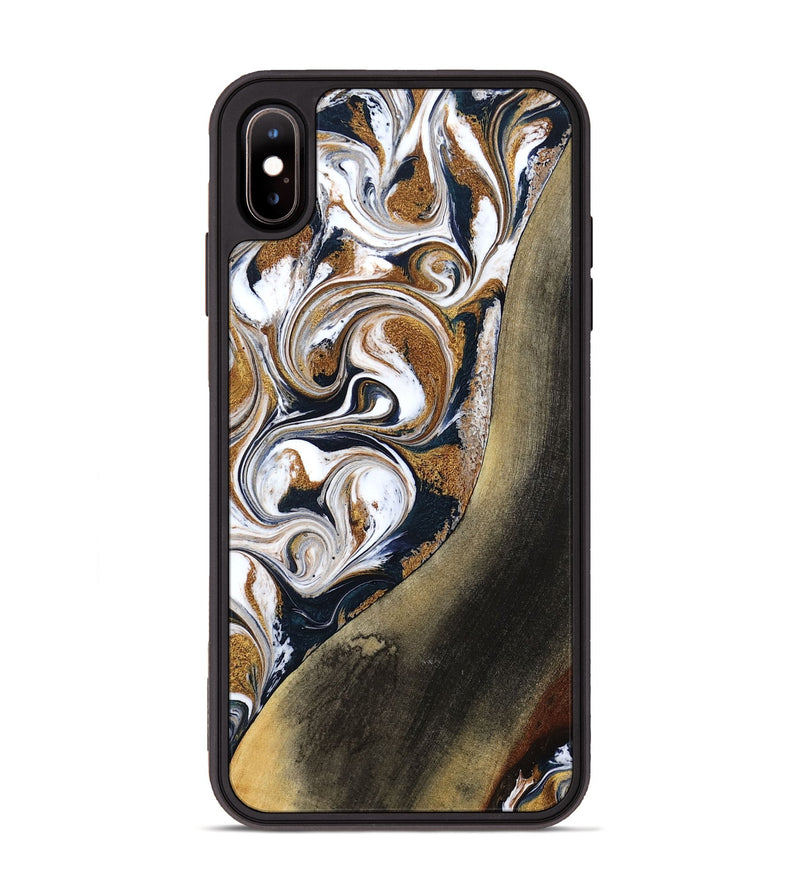 iPhone Xs Max Wood Phone Case - Ruben (Teal & Gold, 791075)