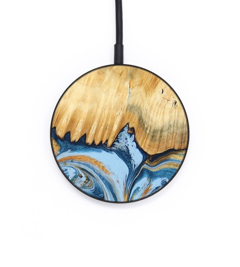 Circle Wood Wireless Charger - Davonte (Teal & Gold, 791111)