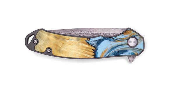 EDC Wood Pocket Knife - Davonte (Teal & Gold, 791111)