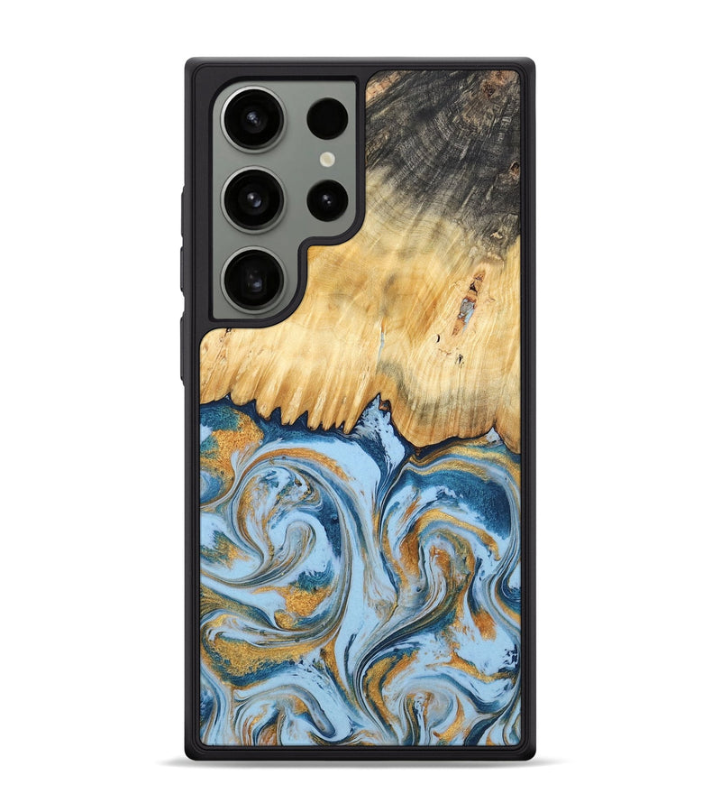 Galaxy S24 Ultra Wood Phone Case - Davonte (Teal & Gold, 791111)