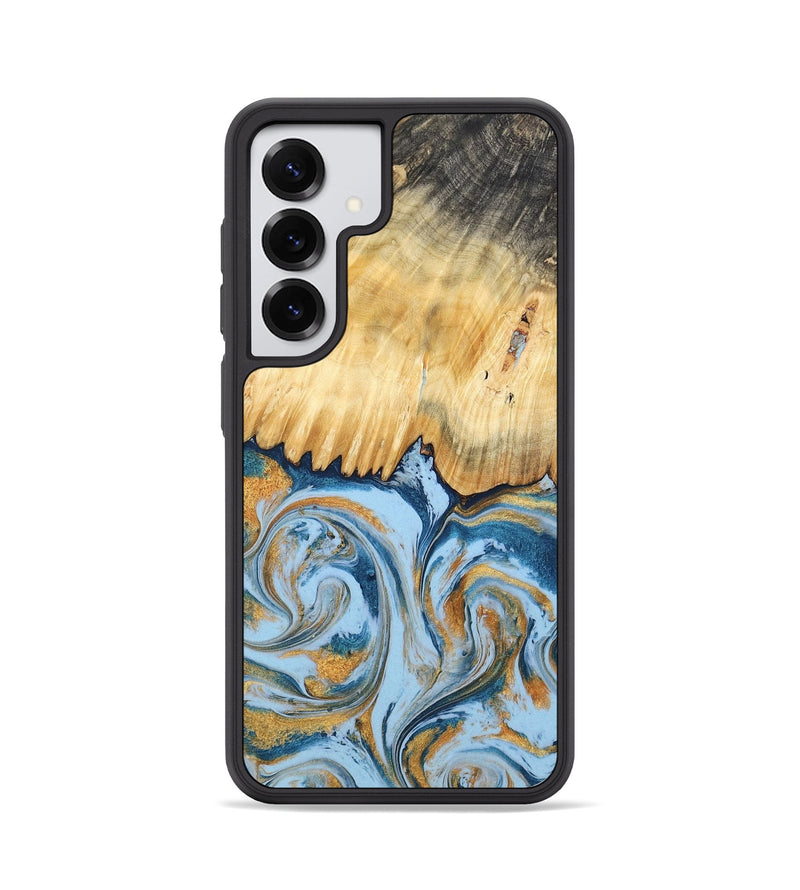Galaxy S25 Wood Phone Case - Davonte (Teal & Gold, 791111)
