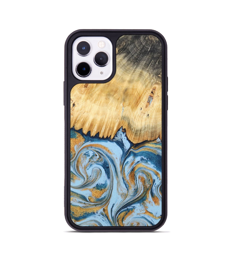 iPhone 11 Pro Wood Phone Case - Davonte (Teal & Gold, 791111)