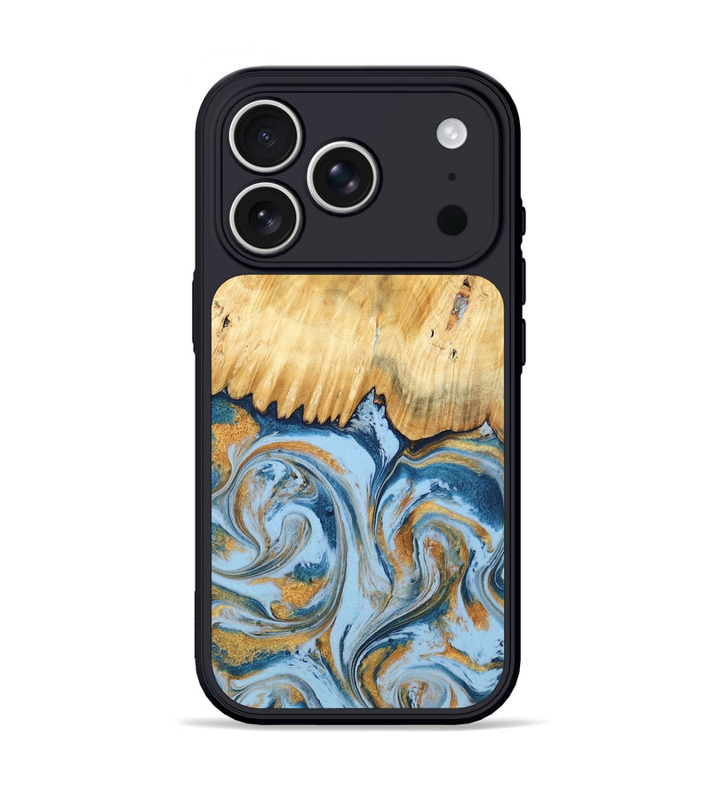 iPhone 17 Pro Wood Phone Case - Davonte (Teal & Gold, 791111)