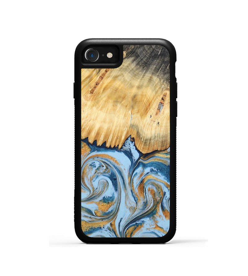 iPhone SE Wood Phone Case - Davonte (Teal & Gold, 791111)