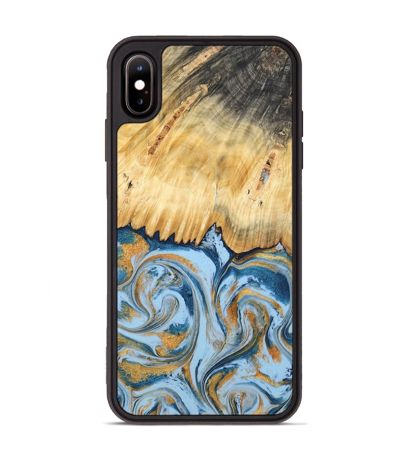 iPhone Xs Max Wood Phone Case - Davonte (Teal & Gold, 791111)