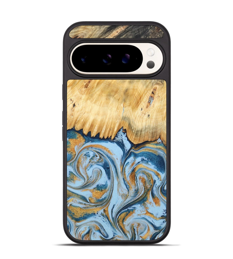 Pixel 9 Wood Phone Case - Davonte (Teal & Gold, 791111)