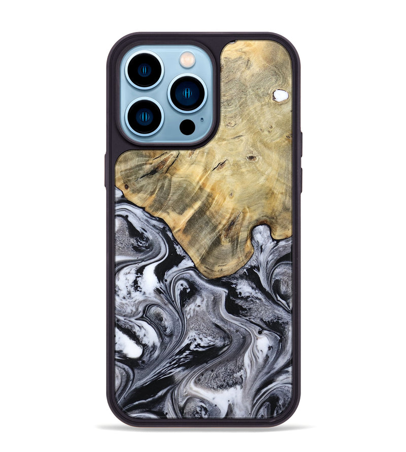 iPhone 14 Pro Max Wood Phone Case - Lucca (Black & White, 791120)