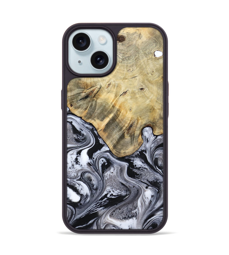 iPhone 15 Wood Phone Case - Lucca (Black & White, 791120)