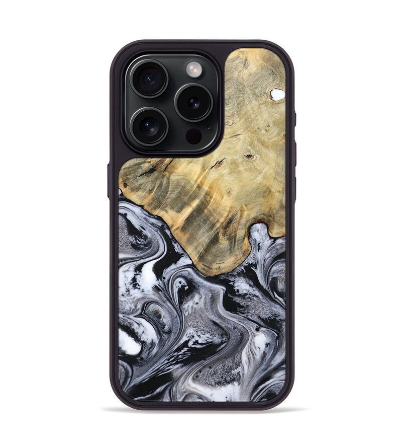 iPhone 15 Pro Wood Phone Case - Lucca (Black & White, 791120)