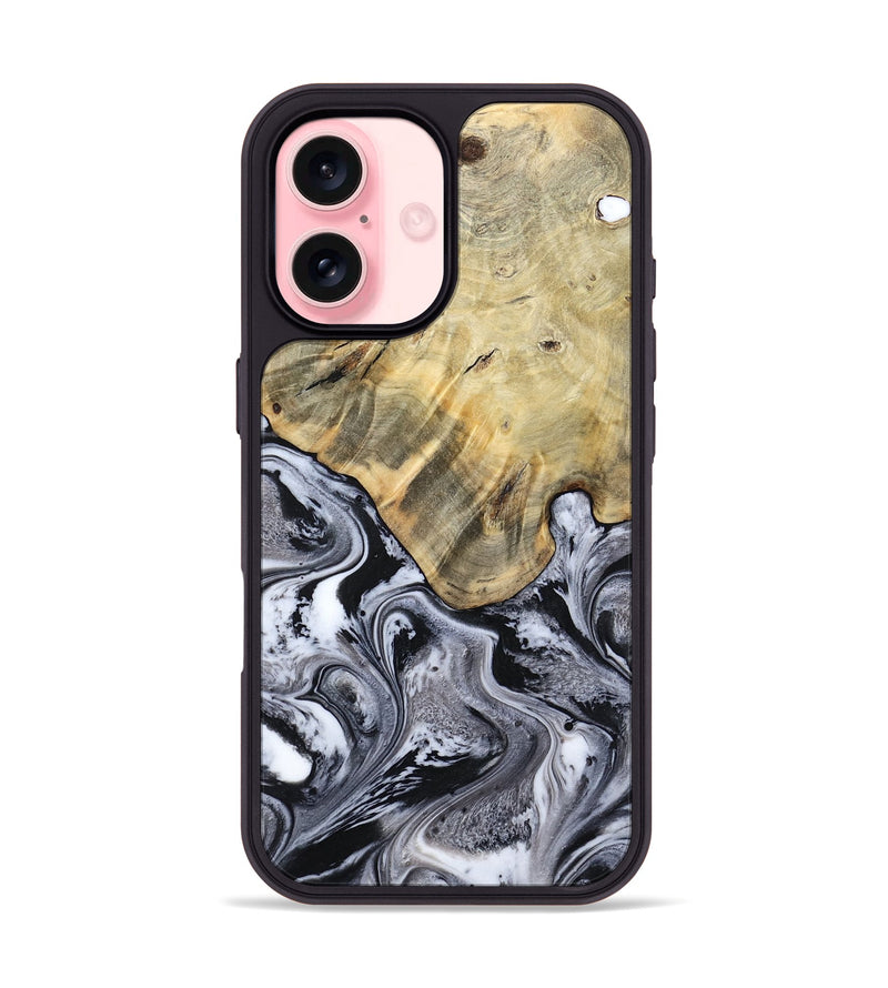 iPhone 16 Wood Phone Case - Lucca (Black & White, 791120)