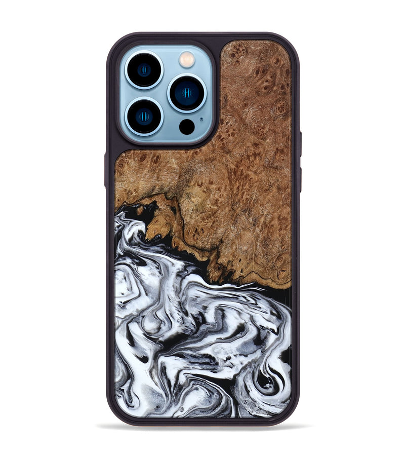 iPhone 14 Pro Max Wood Phone Case - Debi (Black & White, 791124)