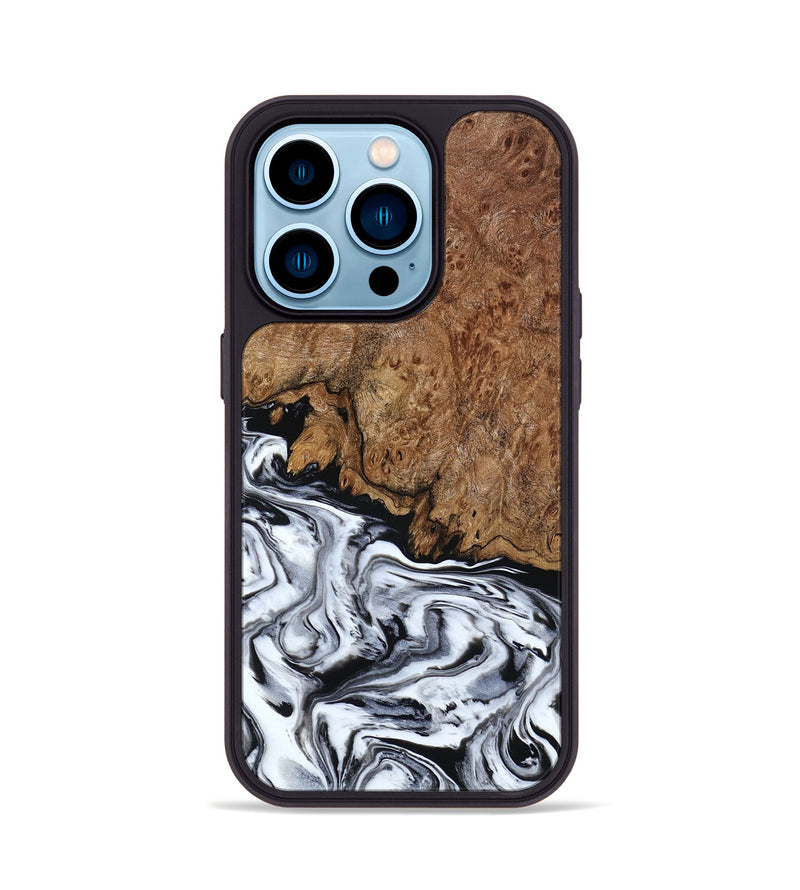 iPhone 14 Pro Wood Phone Case - Debi (Black & White, 791124)