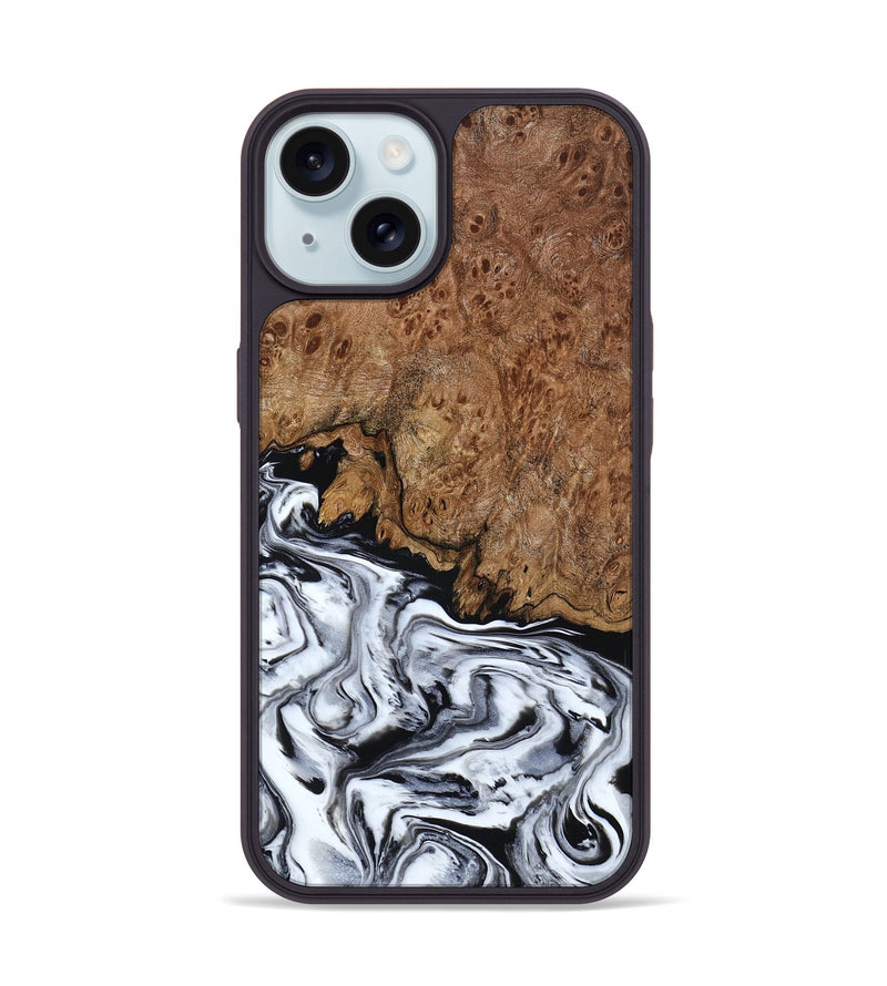 iPhone 15 Wood Phone Case - Debi (Black & White, 791124)