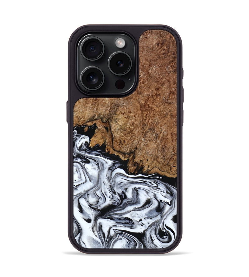 iPhone 15 Pro Wood Phone Case - Debi (Black & White, 791124)