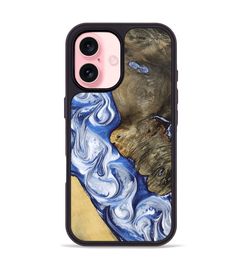 iPhone 16 Wood Phone Case - Raymond (Blue, 791165)