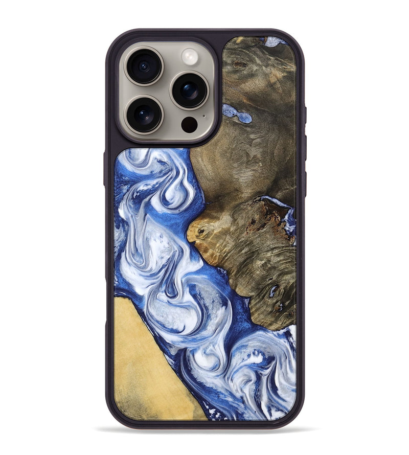 iPhone 16 Pro Max Wood Phone Case - Raymond (Blue, 791165)