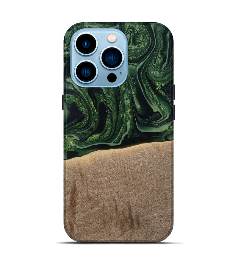 iPhone 14 Pro Wood Live Edge Phone Case - Malakai (Green, 791202)